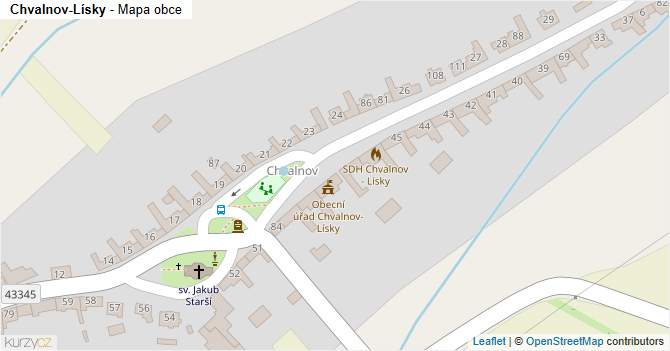 Chvalnov-Lísky - mapa obce