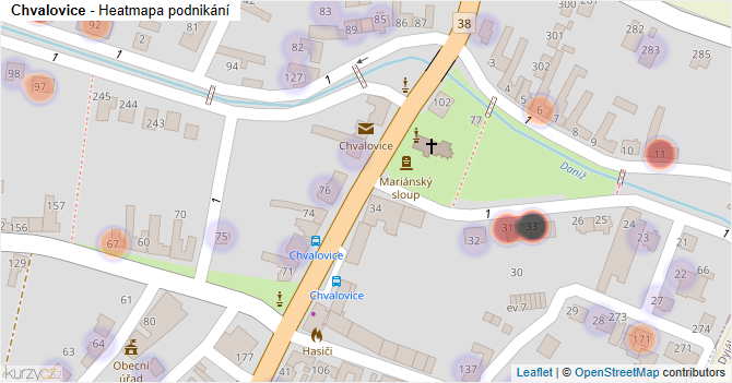 Chvalovice - mapa podnikání