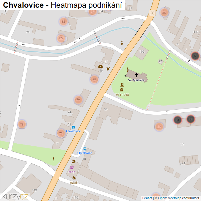 Mapa Chvalovice - Firmy v obci.