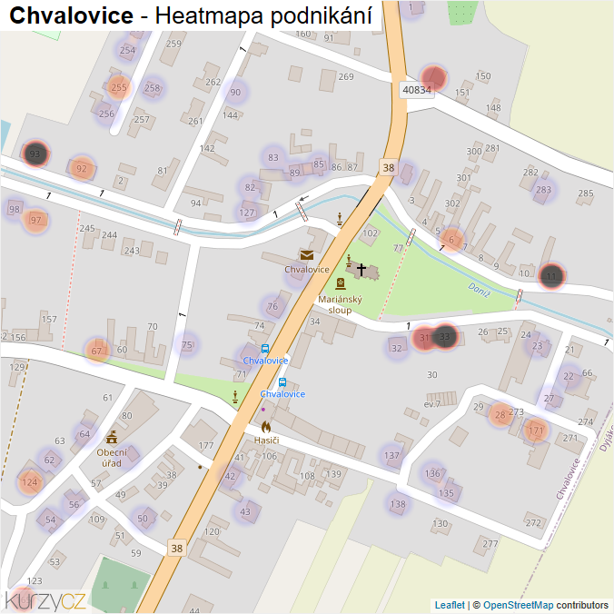Mapa Chvalovice - Firmy v části obce.