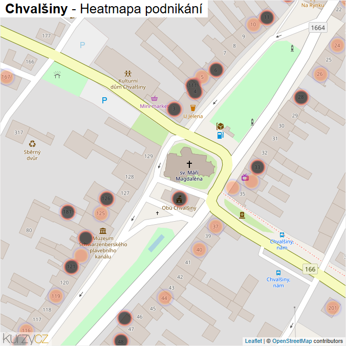Mapa Chvalšiny - Firmy v obci.