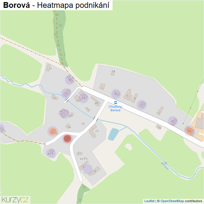 Mapa Borová - Firmy v části obce.