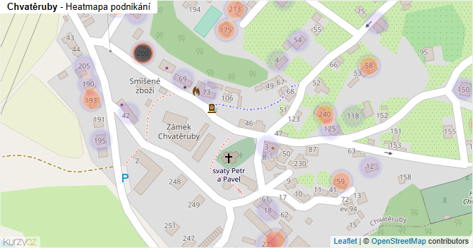 Chvatěruby - mapa podnikání