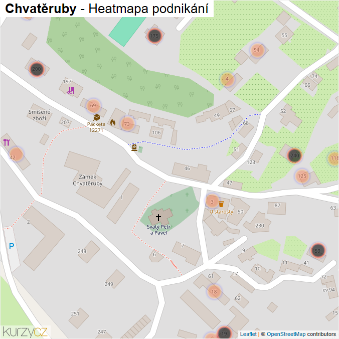 Mapa Chvatěruby - Firmy v obci.