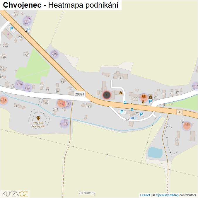Mapa Chvojenec - Firmy v části obce.