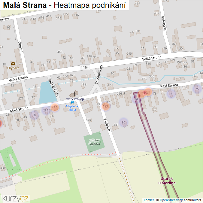 Mapa Malá Strana - Firmy v ulici.