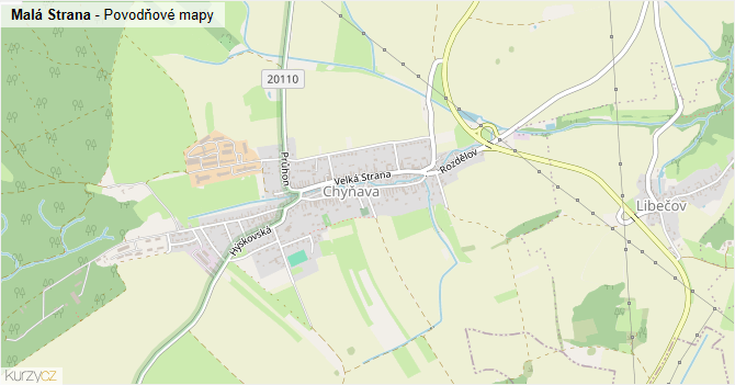 Malá Strana - záplavové mapy stoleté vody