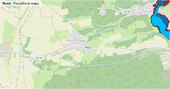 Nová - záplavové mapy stoleté vody