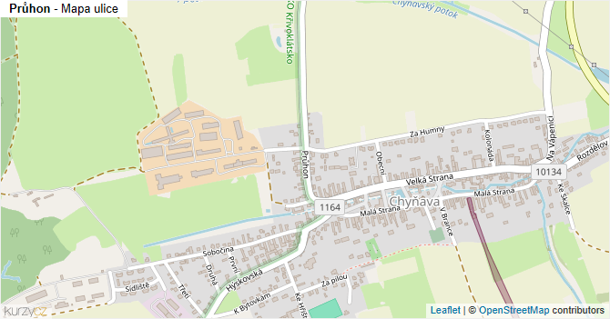 Průhon - mapa ulice