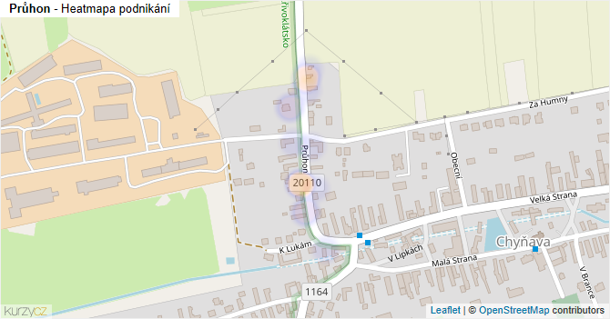 Průhon - mapa podnikání