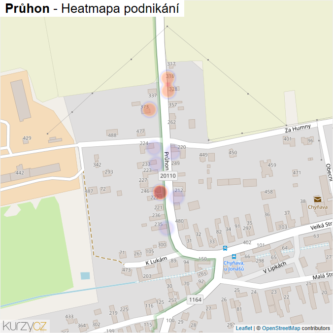 Mapa Průhon - Firmy v ulici.