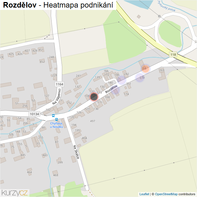 Mapa Rozdělov - Firmy v ulici.