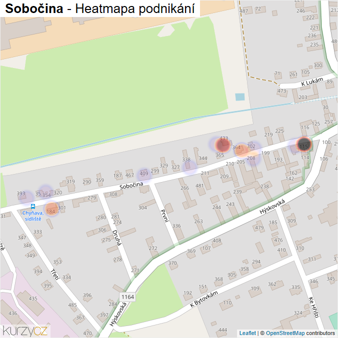 Mapa Sobočina - Firmy v ulici.