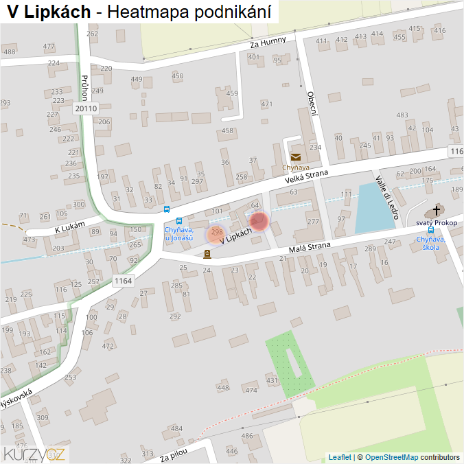 Mapa V Lipkách - Firmy v ulici.