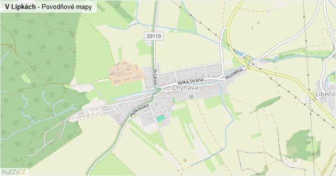 V Lipkách - záplavové mapy stoleté vody