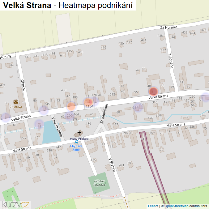 Mapa Velká Strana - Firmy v ulici.