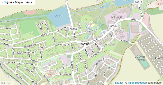 Chýně - mapa města