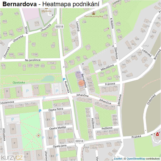 Mapa Bernardova - Firmy v ulici.