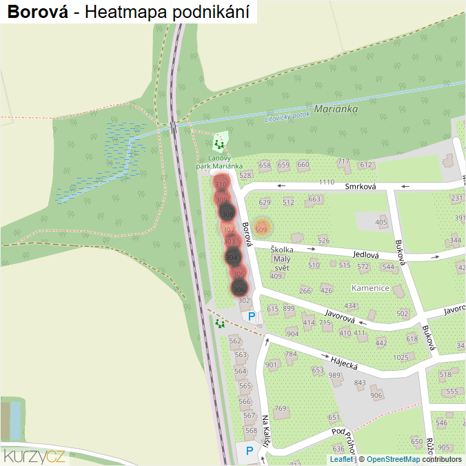Mapa Borová - Firmy v ulici.