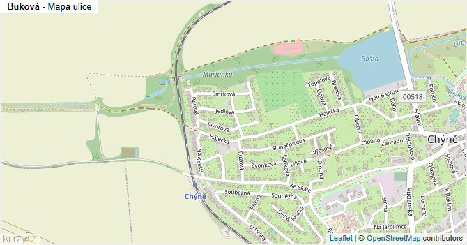 Buková - mapa ulice