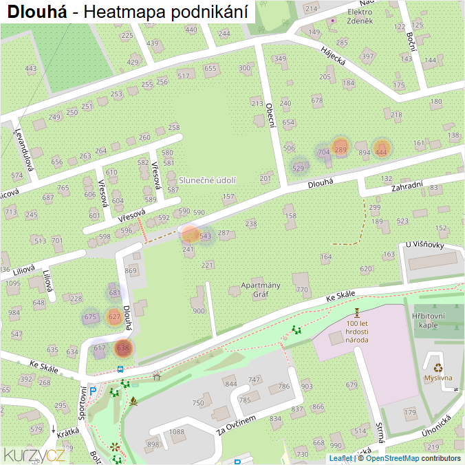 Mapa Dlouhá - Firmy v ulici.