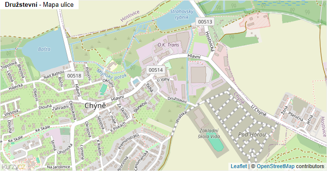 Družstevní - mapa ulice