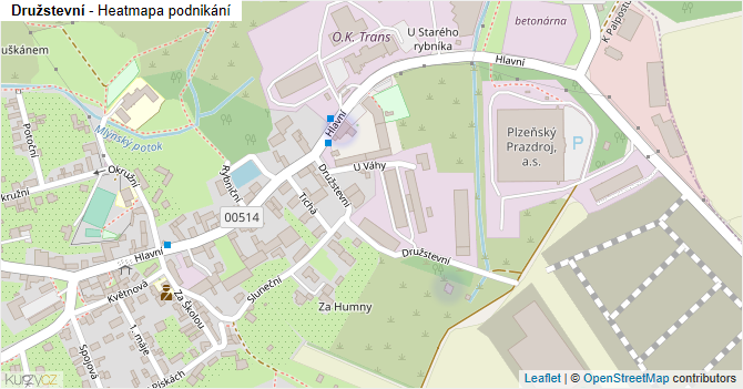 Družstevní - mapa podnikání