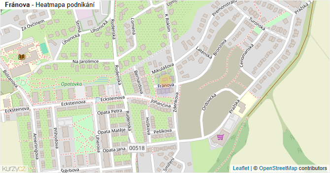 Fránova - mapa podnikání
