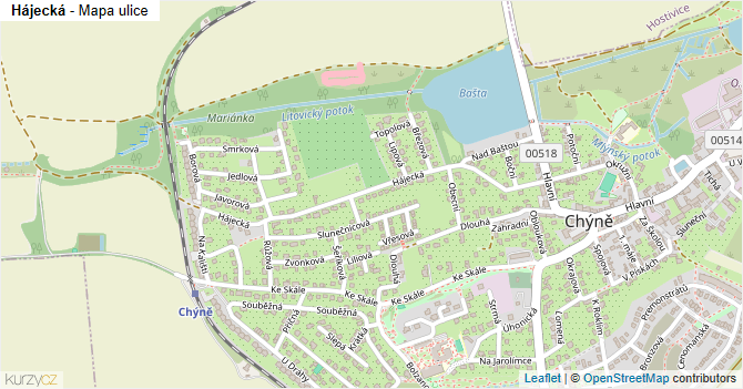 Hájecká - mapa ulice