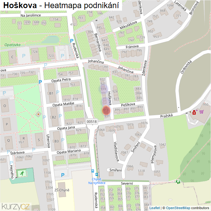 Mapa Hoškova - Firmy v ulici.