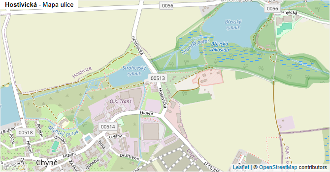 Hostivická - mapa ulice
