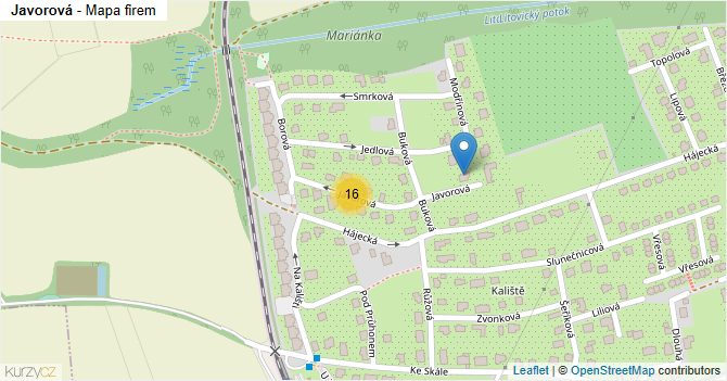 Javorová - mapa firem