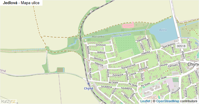 Jedlová - mapa ulice