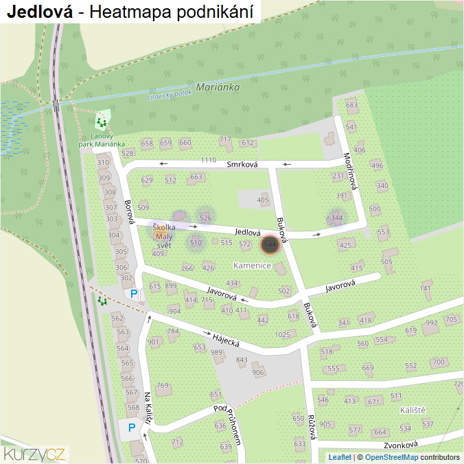 Mapa Jedlová - Firmy v ulici.