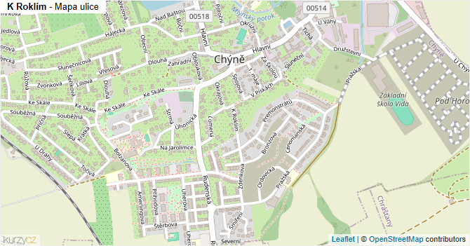 K Roklím - mapa ulice
