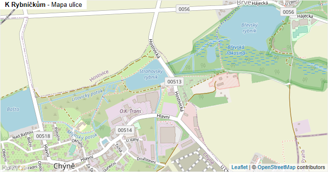 K Rybníčkům - mapa ulice