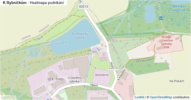K Rybníčkům - mapa podnikání