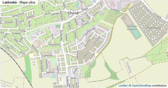 Laténská - mapa ulice