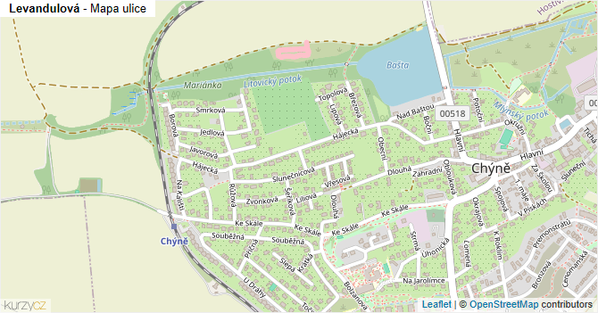 Levandulová - mapa ulice