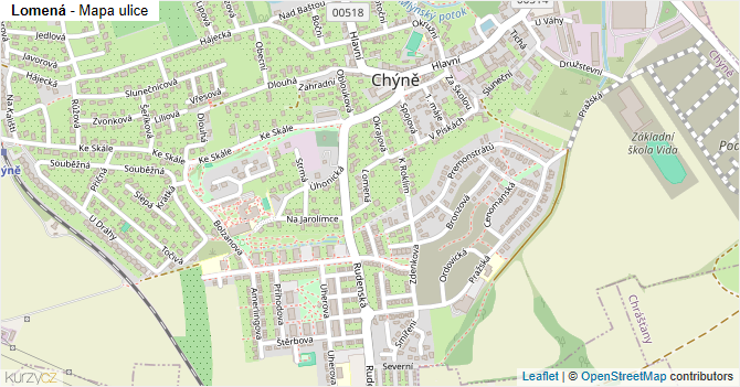 Lomená - mapa ulice