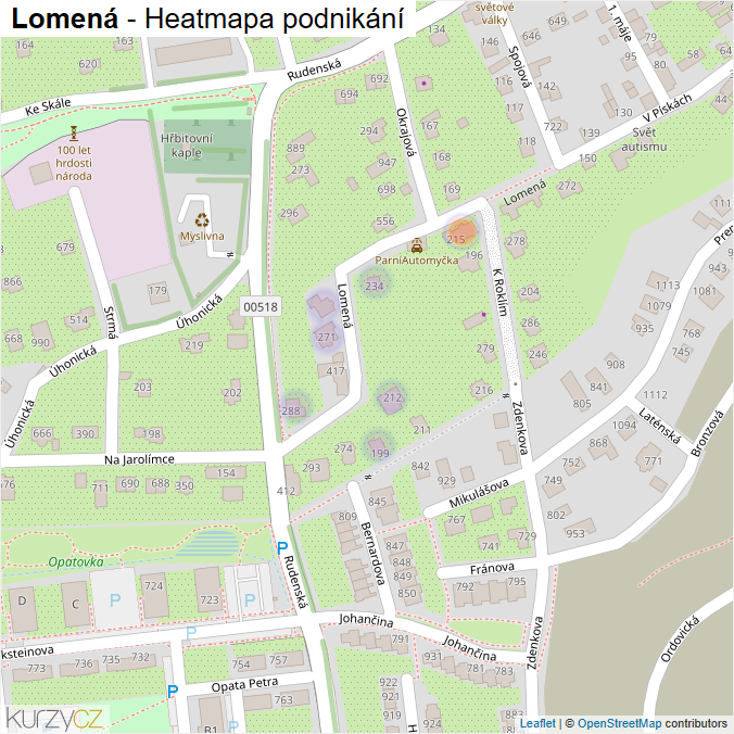 Mapa Lomená - Firmy v ulici.