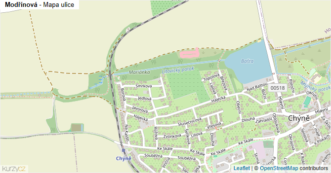 Modřínová - mapa ulice