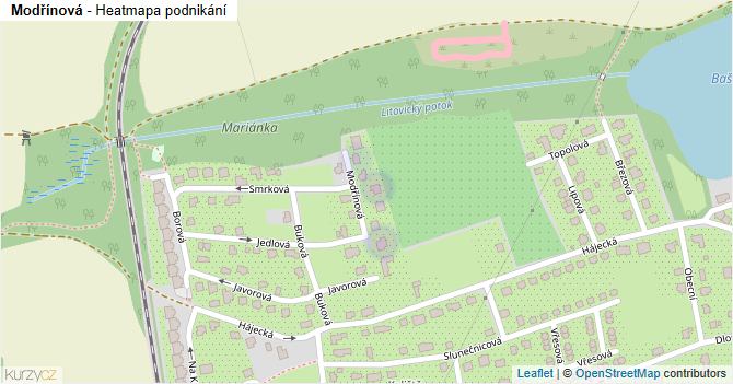 Modřínová - mapa podnikání
