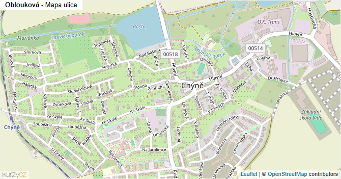 Oblouková - mapa ulice