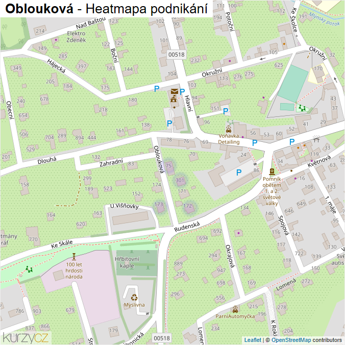 Mapa Oblouková - Firmy v ulici.