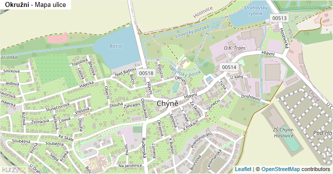 Okružní - mapa ulice