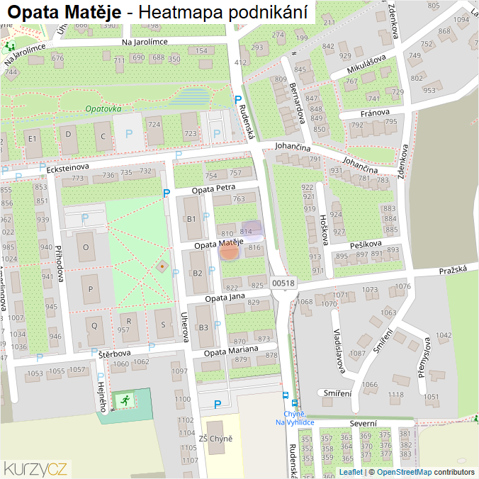 Mapa Opata Matěje - Firmy v ulici.