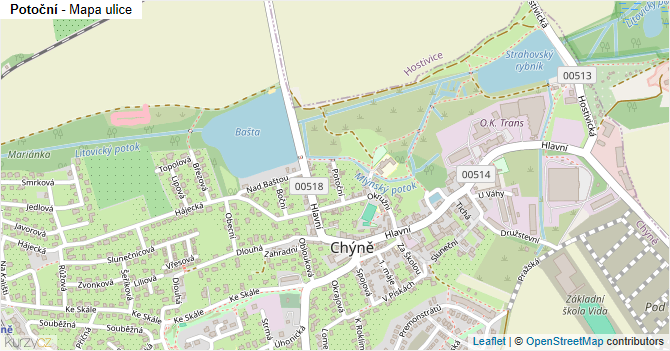 Potoční - mapa ulice