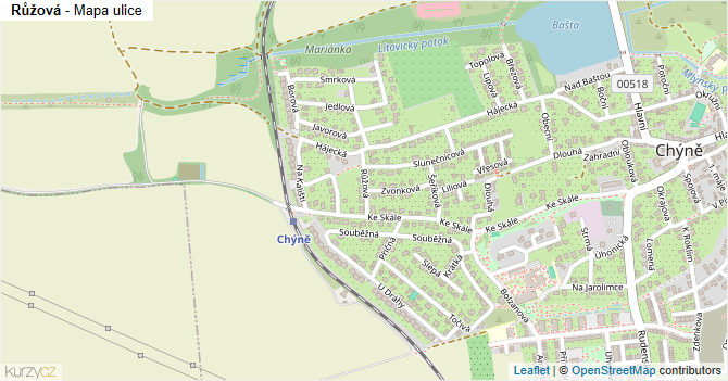 Růžová - mapa ulice