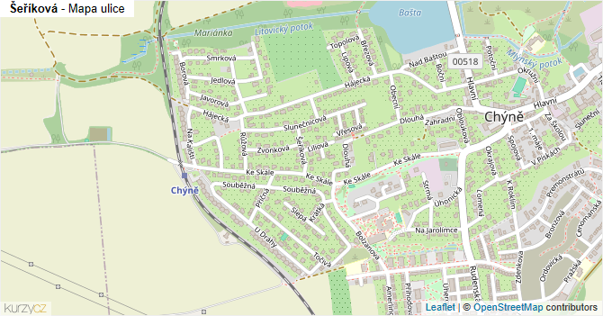 Šeříková - mapa ulice